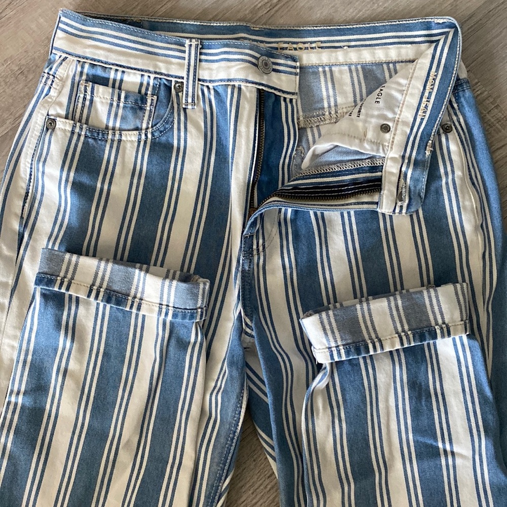 American Eagle Stripe Mom Jeans